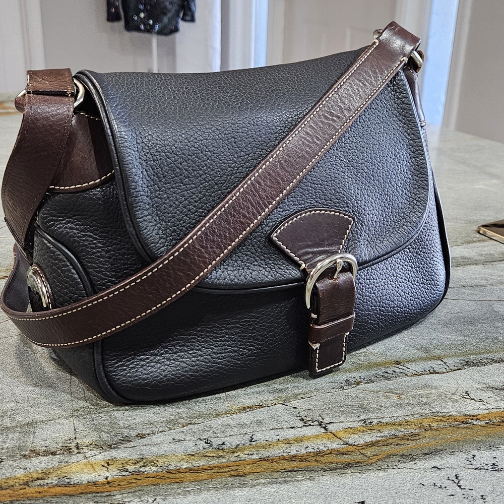 Vintage Dooney & Bourke Black & Brown Leather Crossbody Bag